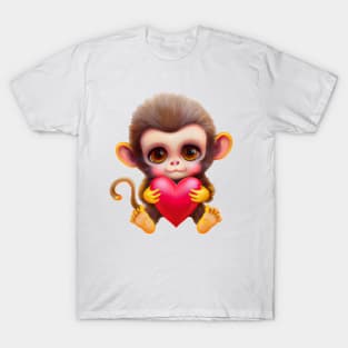 Cute Valentine Baby Monkey T-Shirt